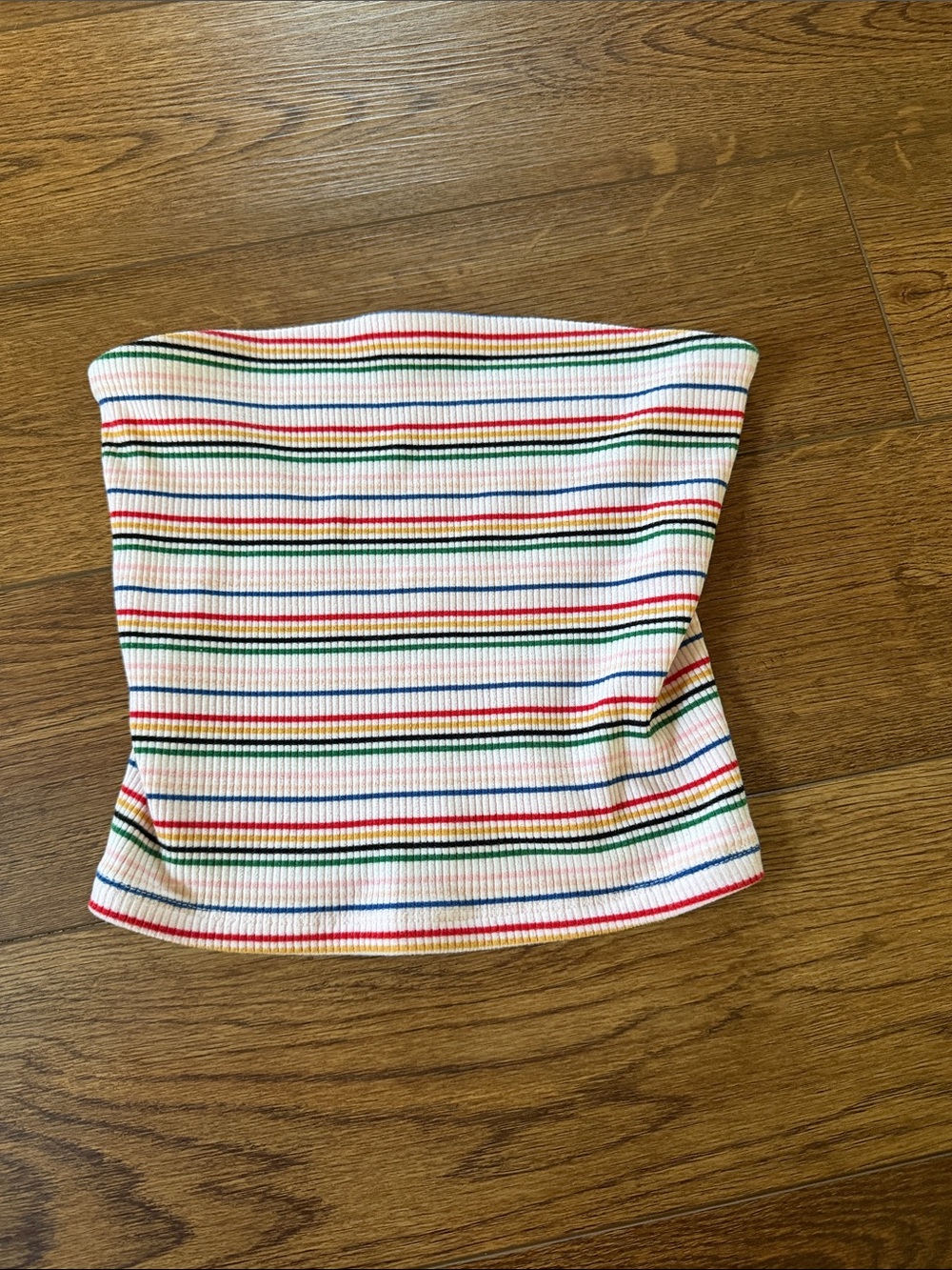 American Eagle Outfitters White Ribbed Stripe Tube Top